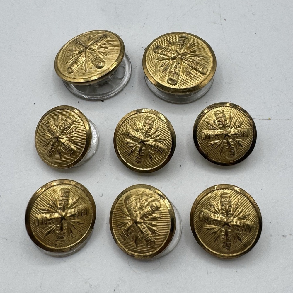 Vintage London Fog Gold Crest Replacement Buttons Set 8 Blazer Coat 15mm 20mm
